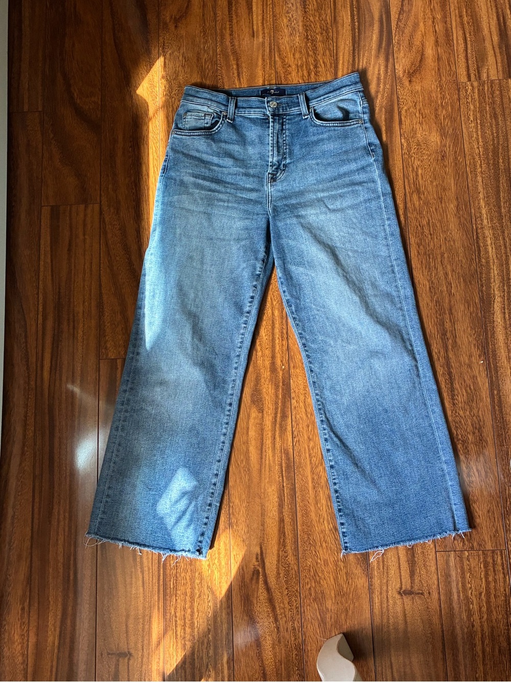 7 For All Mankind Wide Leg Jeans in Light Blue Wash